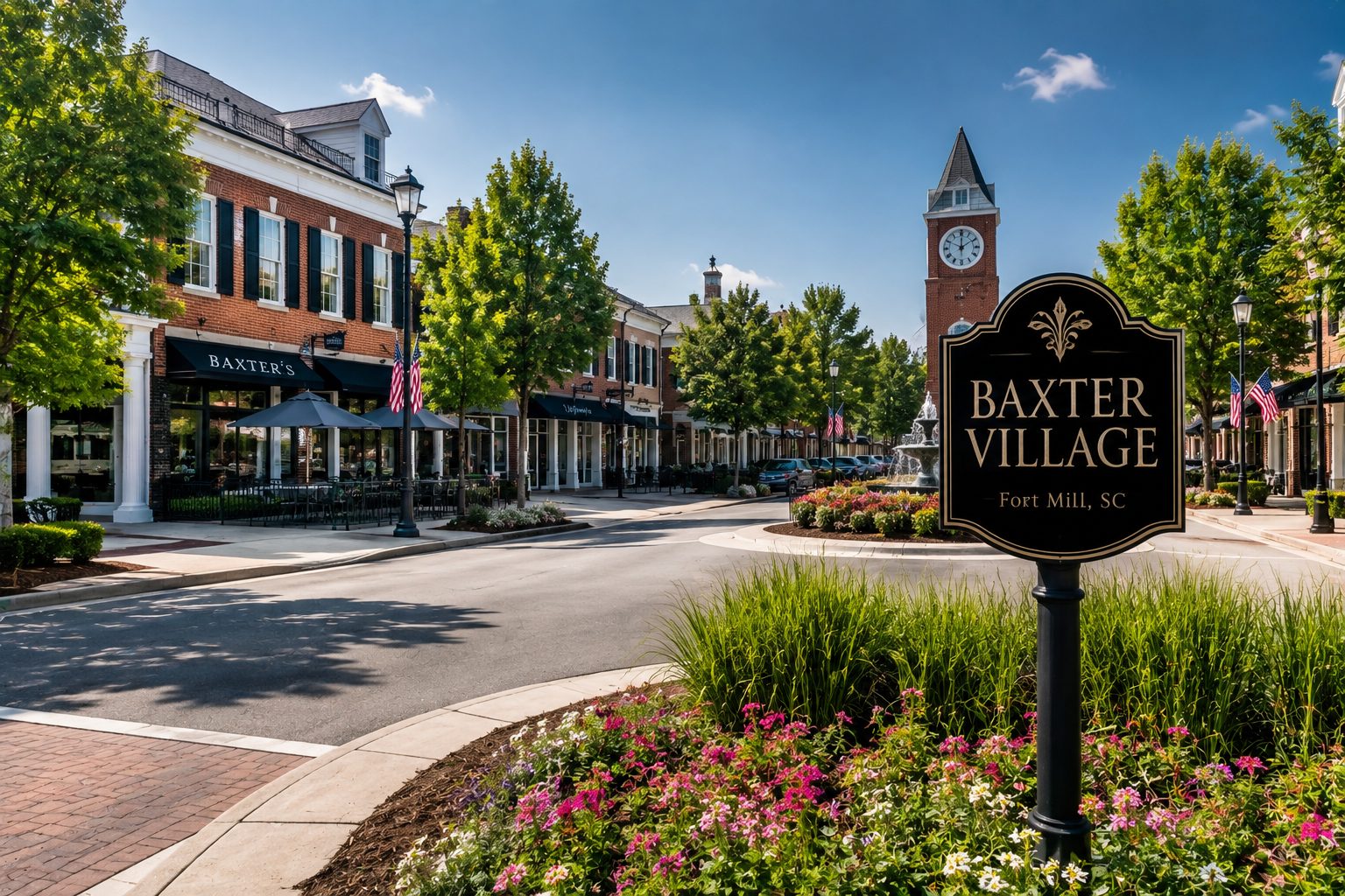 "Baxter Village town square in Fort Mill, SC"